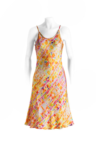 Yellow Kaleidoscope Slip Dress (long) – Mantua Silkwear