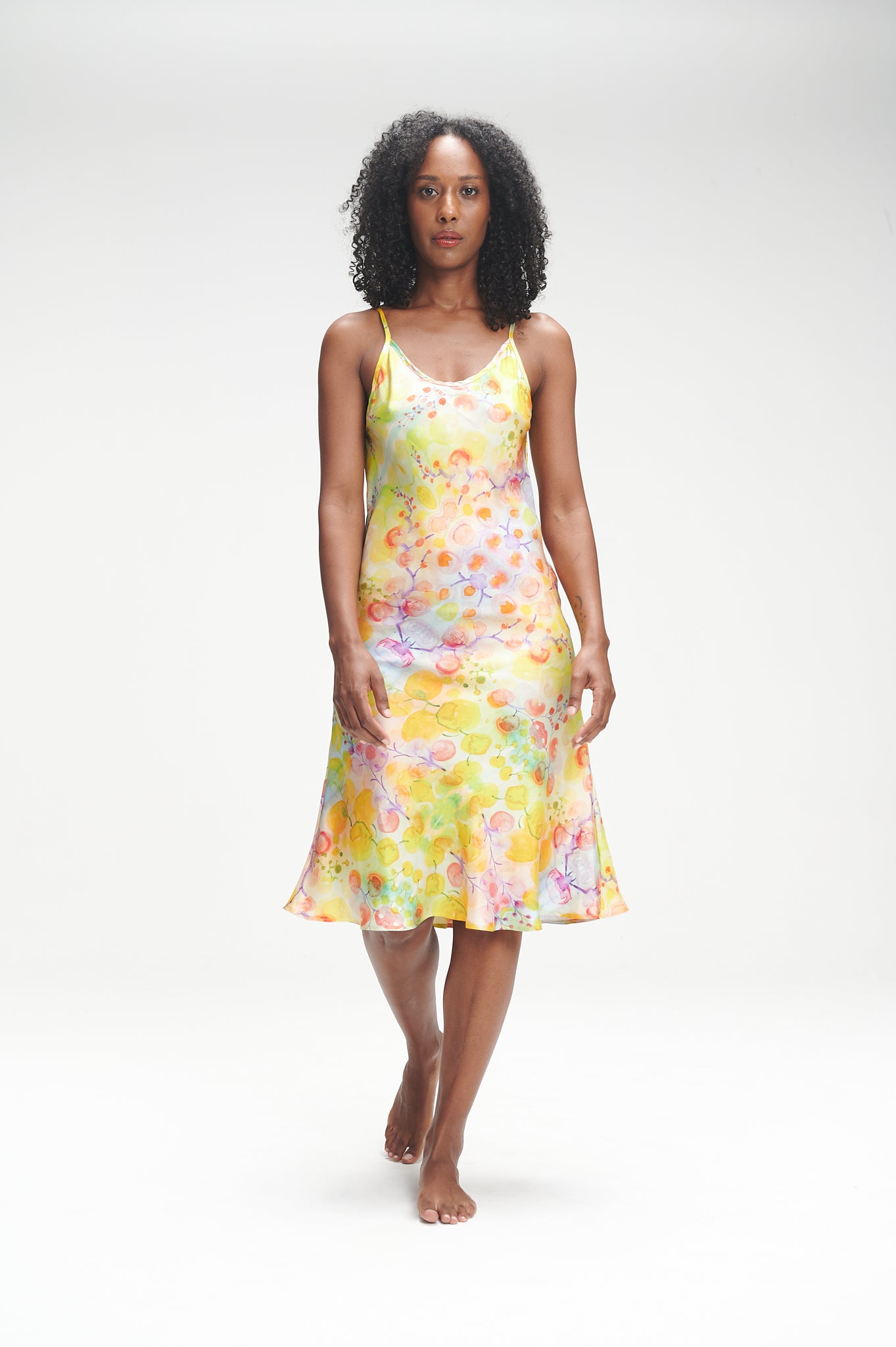Yellow Kaleidoscope Slip Dress (short) – Mantua Silkwear