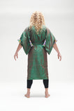 Bottle green silk Kimono