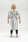 Silk Kimono with blue & cream stripes