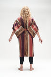 Maroon, brown and gold striped silk Kimono